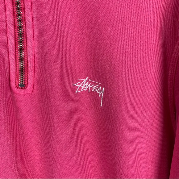 Stussy Quarter Zip Sweater in Neon Pink - Picture 3 of 7